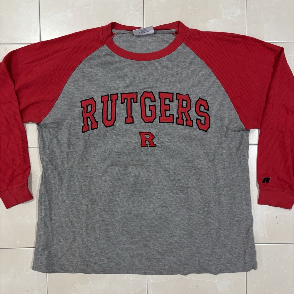 Vintage Rutgers Team Issue Shirt Thermal Base Layer Long Sleeve Men's 2XL NJ